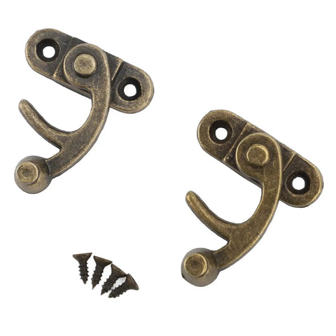 Antique Bronze Arm Clasp Latch With Right Swing Closure, Zinc Alloy Hook Hasp, 32x28mm Lock for cabinets, includes screws