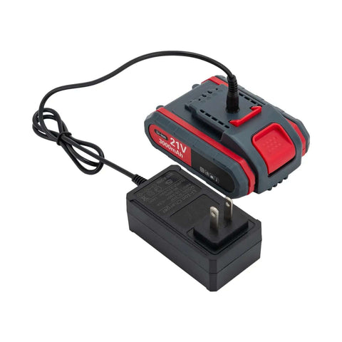 21V Electric Metal Shears battery pack and charger, compatible with Heavy Duty Sheet Metal Cutter, for continuous power supply.