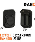 Magnetic Tool Belt Holder Clip On Magnet Holster With 20 Pound Capacity shown front and back, dimensions 3 x 2.4 x 0.8 inches