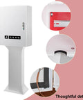 Beat The Elements Lockable Weatherproof Enclosure For Floor Standing Outdoor Electric Vehicle Charging Station Housing with detailed views of the design features.