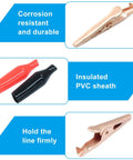 Pro Grade Copper Alligator Clips Set 35mm Insulated Crocodile Clips for Electrical Testing with PVC sheath and smooth tips