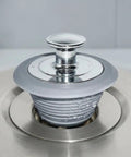 BUTIFULSIC Bathtub Drain Plug for 1.1 to 2.0 Inch Openings Metal Silicone, close-up view with silicone sealing and chrome finish.