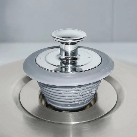 BUTIFULSIC Bathtub Drain Plug for 1.1 to 2.0 Inch Openings Metal Silicone, close-up view with silicone sealing and chrome finish.