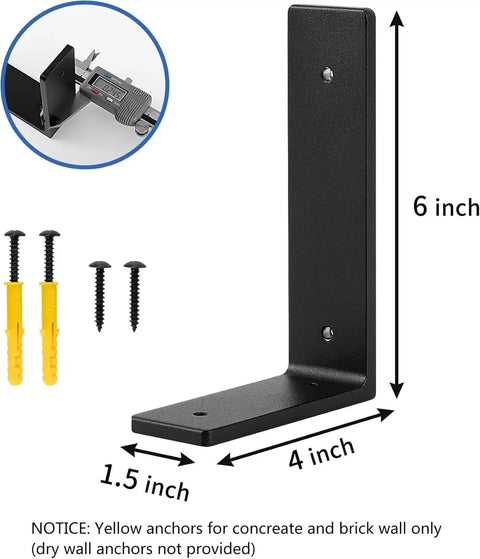 Heavy Duty 6 By 4 Inch L Shaped Shelf Bracket Set Pack Of 4 Metal Corner Braces For Shelves With 66 Lbs Load Rating, with anchors and screws.
