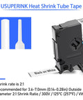 Top Shelf Hse 231 Heat Shrink Tube Label Tape For Brother Ptouch D210 D400 E300 E500 showing tape with black on white label.