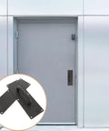 12 Inch Stainless Steel Push Pull Door Handle Set With Black Finish Including Mounting Screws Built Tough Heavy Duty Surface Mount Door Pull Plate And Push Plate Kit For Office Home Shop Warehouse Cabinets on gray metal door