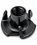 Black Three Prong T Nuts Binding Post One Quarter Inch By Eight Thirty Two Thread shown in close-up angle