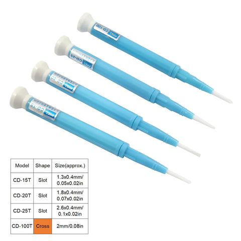 Four In One Ceramic Screwdriver Set Nonconductive Electrician Kit with Slick Rotating Handle, 4 different sizes, zirconia material.