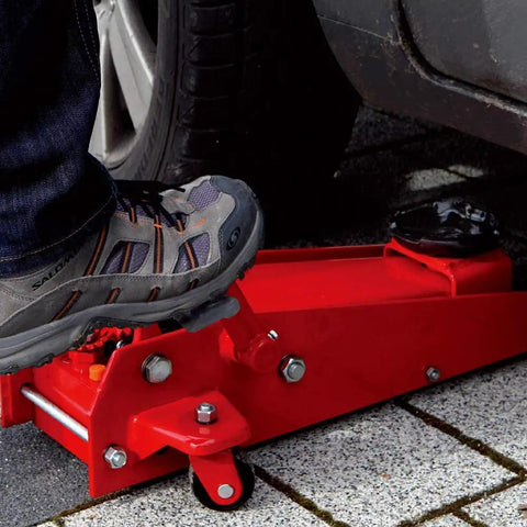 Heavy Duty Hydraulic Floor Jack With 7000 Lb Capacity, Snappy Quick Lift Piston, Built In Automatic Safety Valve, Welded Steel Base With Swiveling Poly Casters, Real Deal Garage Workhorse For Daily Car Repair Jobs