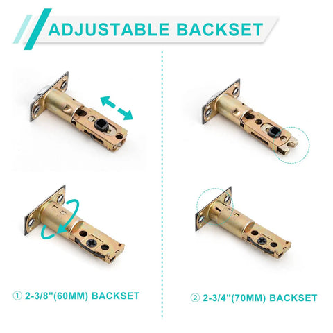 Adjustable latch mechanism for Double Front Door Handle Set With Knobs Matte Black Finish Keyed Handle And Dummy Front Door Lock