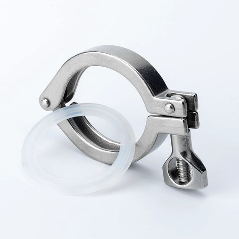 2-inch 304 stainless steel tri-clamp with silicone gasket, single-pin wing-nut clamp