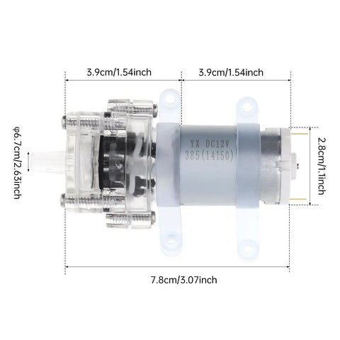 Compact Mini DC Water Pump Self Priming Diaphragm Motor 6 To 12V with dimensions for DIY projects