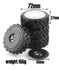 72mm Rubber Tire Wheel for 1/10 RC Racing Cars, Compatible with TT01 TT02 TA06 XV01 Models, black disc wheels stack