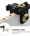 Precision Woodwork Hole Punching Locator Tool Set For Furniture Building And Diy Pros showing compact black and gold design for easy use.