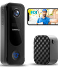 Wireless Battery Powered 2K Video Doorbell With Chime And No Subscriptions, 2 Way Audio, AI Detection, compatible with Alexa