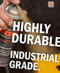 Beefy Industrial Grade High Solids Beige Spray Paint For Heavy Machinery Construction And Marine Use being applied.