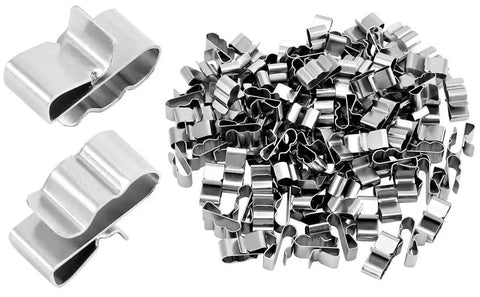 Premium Built Tough 100 Piece 304 Stainless Steel Solar Panel Clips with no slip grip, heavy duty clamps for PV cable.