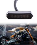 Dope Mini Motorcycle Tail Light LED Blinker License Plate Light Universal Black Auxiliary Indicator For Electric Bikes Bobbers Cruisers ATVs Dirt Bikes Quads And More Easy Install With 3M Adhesive No Drilling. black LED tail light with wire and mounted on custom motorcycle