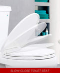 Elongated Toilet Seat With Quiet Close Lid No Slam Slow Close Fits Standard Elongated Or Oblong Toilets Oval White Easy Install