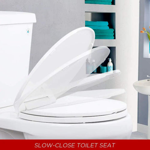 Elongated Toilet Seat With Quiet Close Lid No Slam Slow Close Fits Standard Elongated Or Oblong Toilets Oval White Easy Install