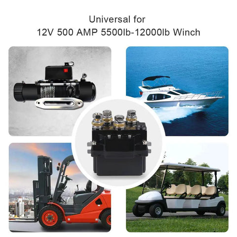 12V 500A Winch Solenoid Relay Contactor Kit With Wireless Remote in use with various vehicles and equipment