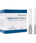 27 Gauge 1 Inch Luer Lock Needles, Pack of 100, Individually Sealed With Cap, Stainless Steel and Polyethylene Construction, Straight and Spiral Luer Locks to Prevent Dislodging, Durable Medical Syringe Tips in box