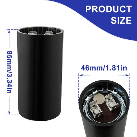 Ultimate DIY Replacement Universal Round Start Capacitor 340 To 408 UF MFD 220 To 250V 50 To 60Hz Easy Swap measuring 85mm high