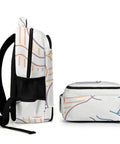 Side view of Gradient Line Cute Kitten Printed Unisex Backpack with large capacity, durable breathable polyester, smooth zipper