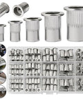 150 Piece Aluminum Rivet Nuts Threaded Inserts With Knurled Flat Heads For Easy Secure Install Anti Slip Grip Built Tough Durable Corrosion Resistant Rivet Nuts For Auto Marine And DIY Projects