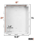Top view of Outdoor Electrical Junction Box 12 x 10 x 4.8 Inch Weatherproof Dustproof Waterproof Enclosure showing internal dimensions.