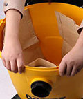 Hands placing a vacuum bag in a shop vac for Ten Pack Vacuum Bags For 6 To 10 Gallon Shop Vac DXV Series With Filter Dust Collection Bags Replacement BM08 Kit That Fits Vacmaster VHBM And Other Related Models