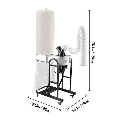 Heavy Duty Industrial Cyclone Dust Collector With Mobile Base For Woodworking Shops 13 Gallon Bin, steel design, 76.4in high
