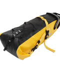 Durable 13L Bikepacking Bag For Long Rides With Large Capacity Yellow And Black Exterior Built To Last Buckles And Waterproof Material
