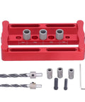 Adjustable Dowel Jig Kit With Precision Drill Bushing, Anodized Aluminum Go-To Woodworking Tool, tools and accessories shown.
