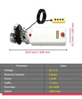 Top view of 12V DC Double Solenoid Hydraulic Power Unit For Dump Trailers And Trucks with 8L plastic reservoir.