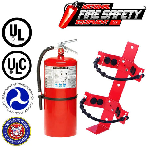 Two Pack Twenty Lb Type Abc Fire Extinguisher Kit With Heavy Duty Wall Bracket And Bold Warning Sign Hella Tough Pro Grade.