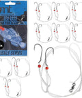 Hi Lo Fierce Series Sea Bass Rig Pack 10 Hand Tied Black 3/0 Baitholder Hooks With Beads 30Lb Mono Leader Set