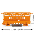 221-500 Mounting Carrier For 221 Series Splice Connectors To Terminal Block Conversion, 24-12 AWG, DIN-35 Rail Or Panel Mount, Orange, Box Of 10 Pieces, orange plastic carrier, 77.6 mm