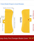Diagram of Protective Cover for Tire Changer Demount Head and Wheel Rims Edges, showing front and back dimensions