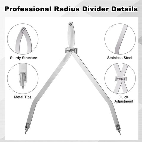 24 Inch Radius Divider Tool For Metalworking And Woodworking Precision Scriber With Replaceable Points And Re Sharpenable Tip details