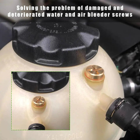 Radiator Coolant Expansion Tank Bleeder Screw With Tough Rubber O Ring Sweet Fitment For Bmw X3 X5 Z3 Z4 325i 328i 525i 528i shown on tank.