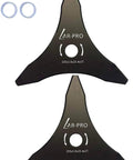 Two Pack 10 Inch 3 Tooth Carbon Steel Brush Cutter Blades with Washers, Compatible with 20mm or 25.4mm Arbor, shown on white background