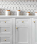 Rock Solid Heavy Duty Cabinet Knobs In Sleek Champagne Bronze Finish For Kitchens And Bathrooms 10 Pack Real Deal Drawer Handles And Bifold Door Hardware Built Like A Tank on modern white cabinetry.