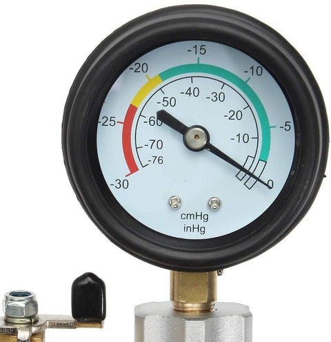 Close-up of vacuum gauge on Coolant Vacuum Refill Kit For Radiator With Vacuum Gauge Tool And 32mm 35mm 40mm 45mm Adapters