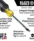 Heavy-Duty Keystone Cushion-Grip Screwdriver Quarter Inch With Square Shank, Tip-Ident Dome Markings