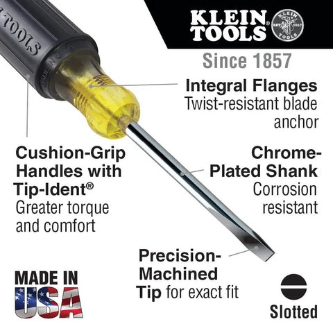 Made In USA 5-Piece Screwdriver Set With Cushioned Grip Comfort Includes 2 Slotted 2 Phillips And 1 Square Tip Drivers detail