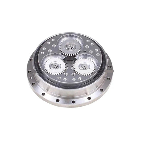 Tough As Nails 220BX-E 80E Cycloid Pinwheel Speed Reducer showing three gears from a top view, engineered for high torque in industrial applications.