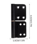 Heavy Duty Bathroom Door Hinges Black Lift Off Replacement Set 4 Pack shown with dimensions