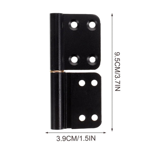 Heavy Duty Bathroom Door Hinges Black Lift Off Replacement Set 4 Pack shown with dimensions