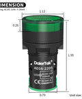 Green 120V LED Indicator Light Energy Saving Pilot Lamp For Panel Mount 22mm Seven Eighths Inch Hole AC DC Compatible